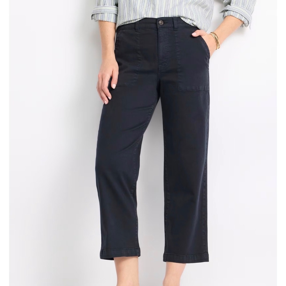 Studio Blue Davina High Rise Utility Wide Leg Pants Navy Blue Size 6 28 NEW